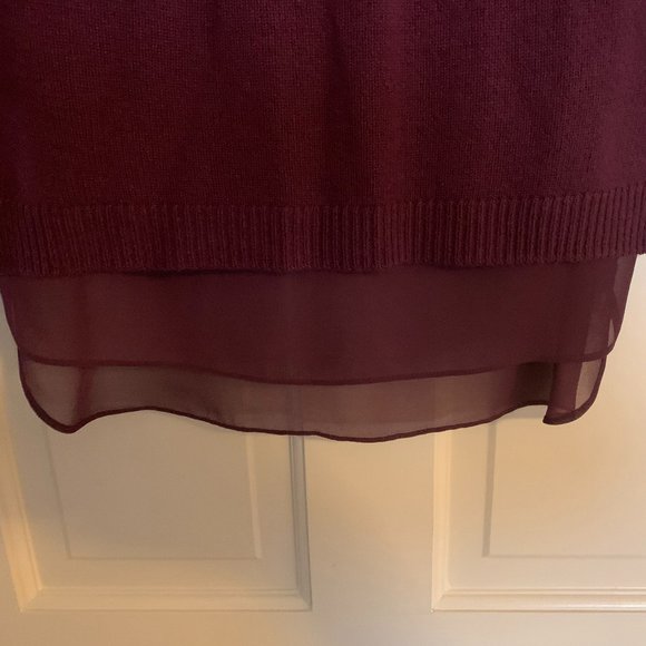 Ann Taylor Eggplant color Layered Sweater with Chiffon Liner - Picture 3 of 9